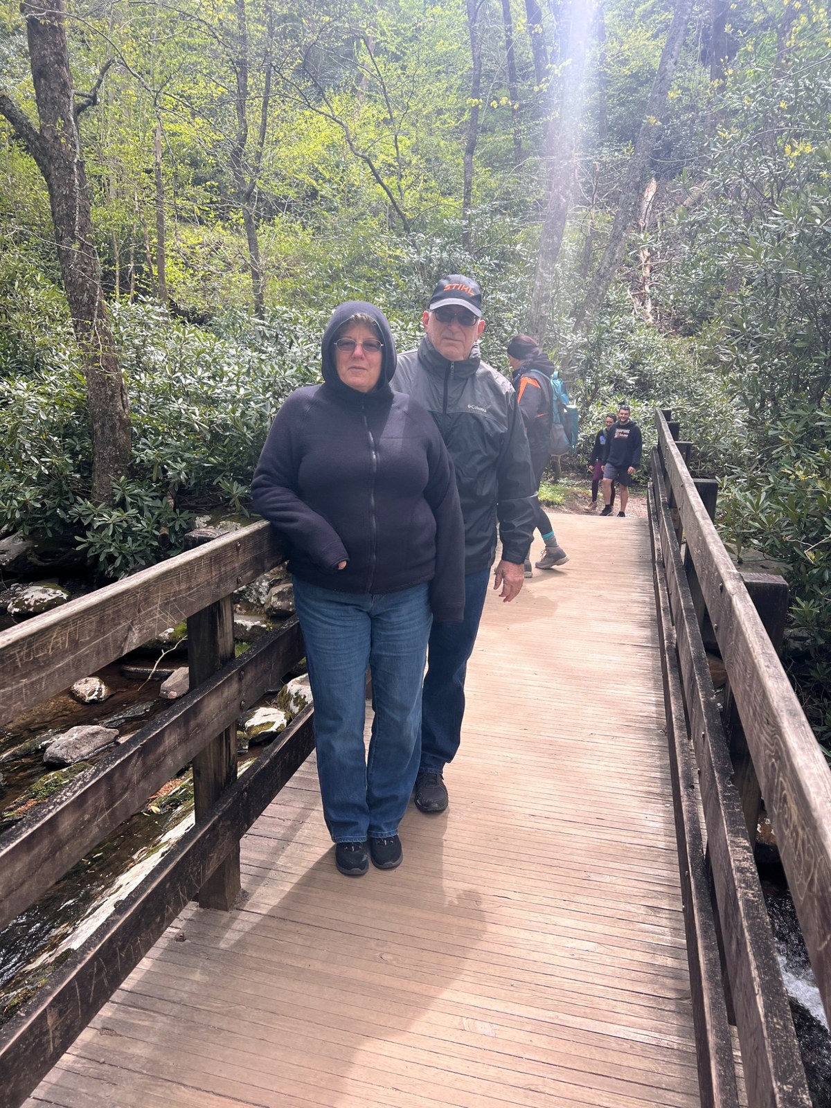 Tom and Nancy together on a hike